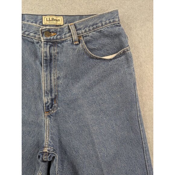 LL Bean Jeans Womens Size 14 Blue Relaxed wide Leg Baggy Comfort 100% Cotton - Picture 3 of 12